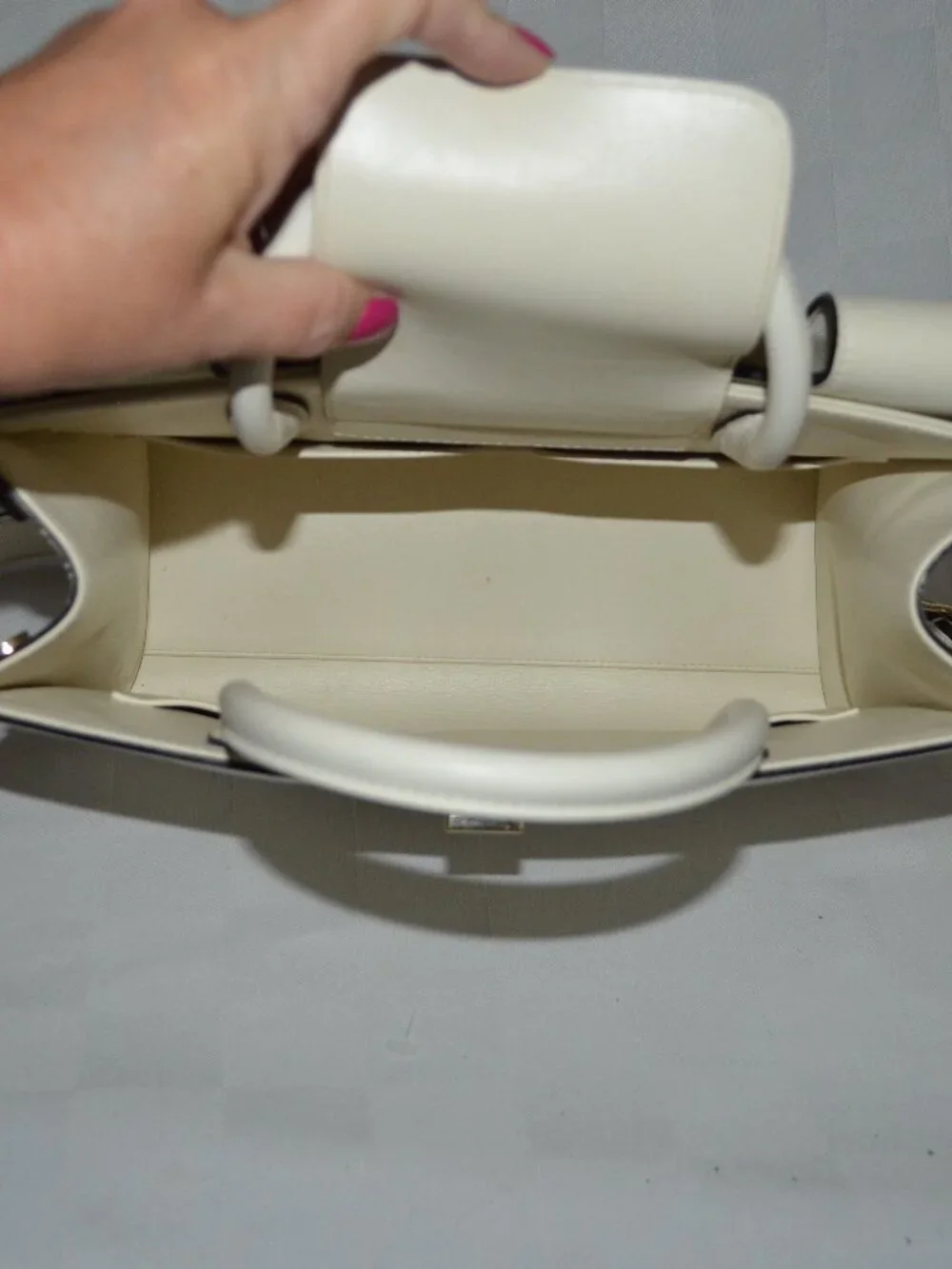 Christian Dior White Leather Diorever Medium Shoulder Double Handle Handbag